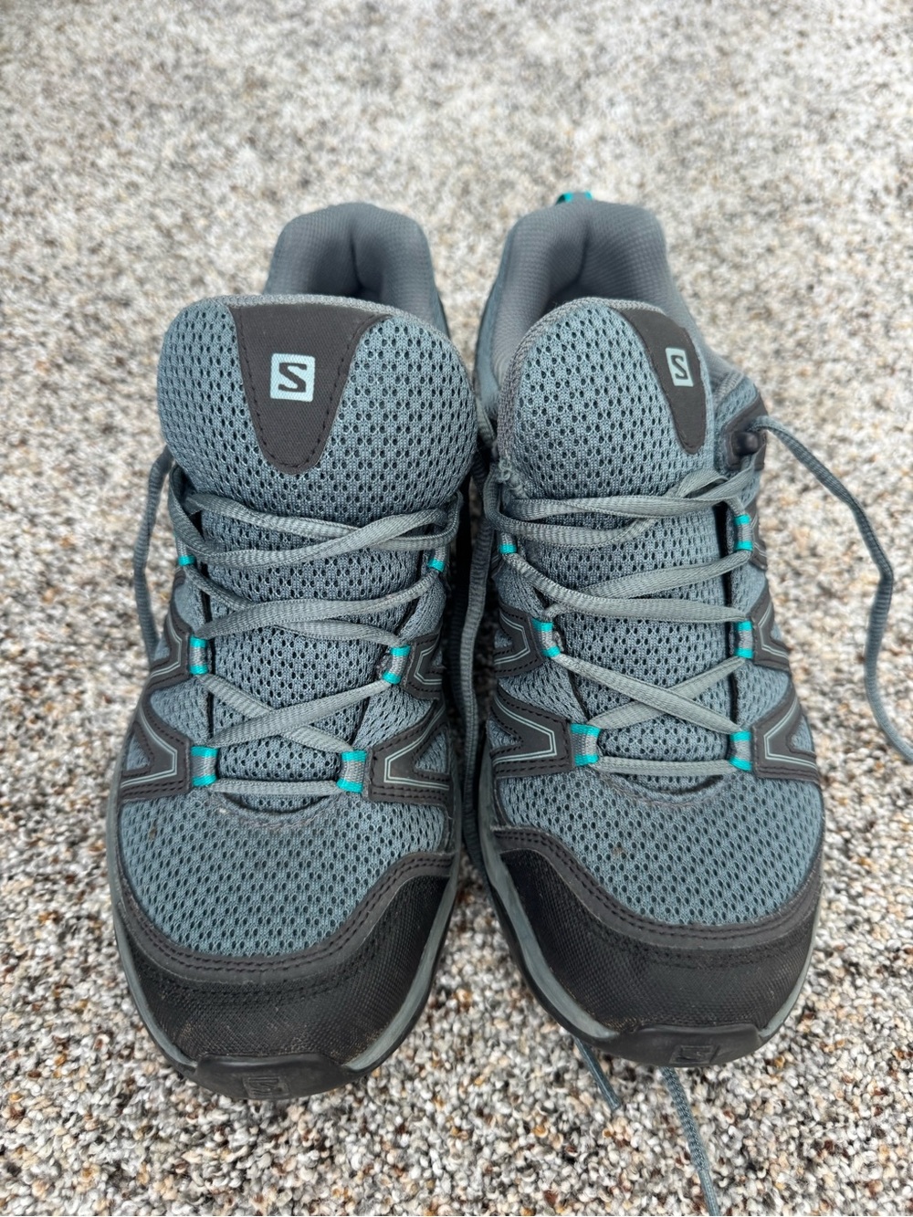 Salomon Gray Athletic Trail Shoes with Teal Accents